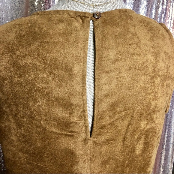 Cognac Vegan Suede Mini Shift Dress - Picture 8 of 11